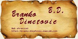 Branko Dinetović vizit kartica